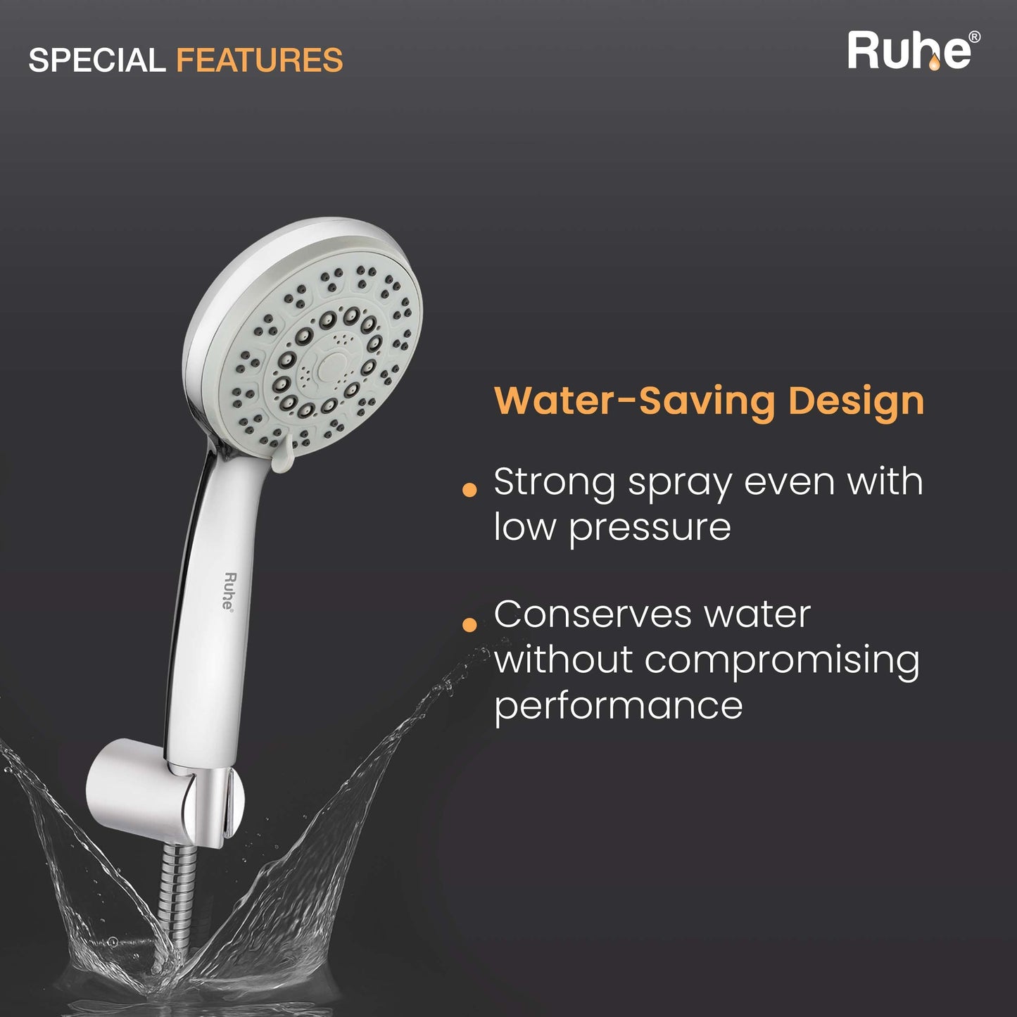 Sigma Multiflow Hand Shower with 304-grade SS Hose & Hook