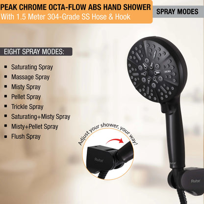 Peak Multiflow Hand Shower with 304-grade SS Hose & Hook