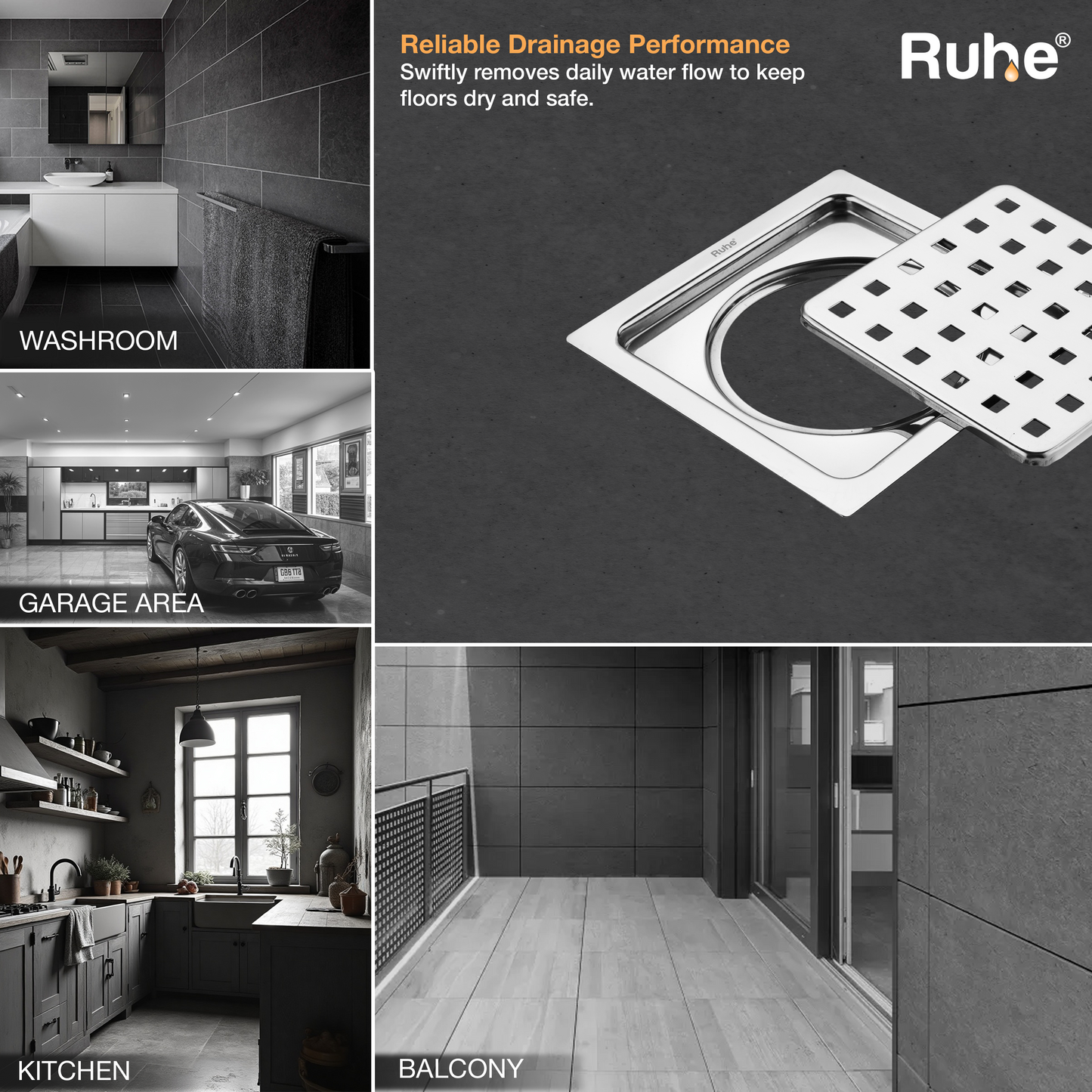 Check Square Flat Cut Floor Drain