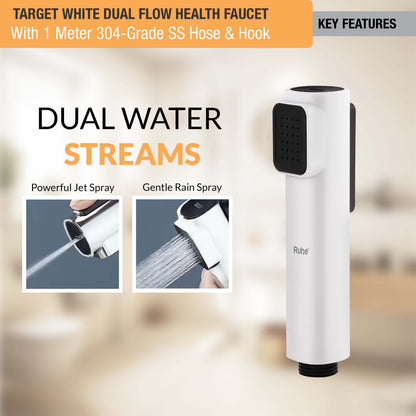 Target Health Faucet with Dual Flow and 1 Meter 304-Grade SS Hose & Hook