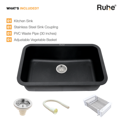 Black Quartz Single Bowl Kitchen Sink (31 x 19 x 9 Inches) (What's Included)
