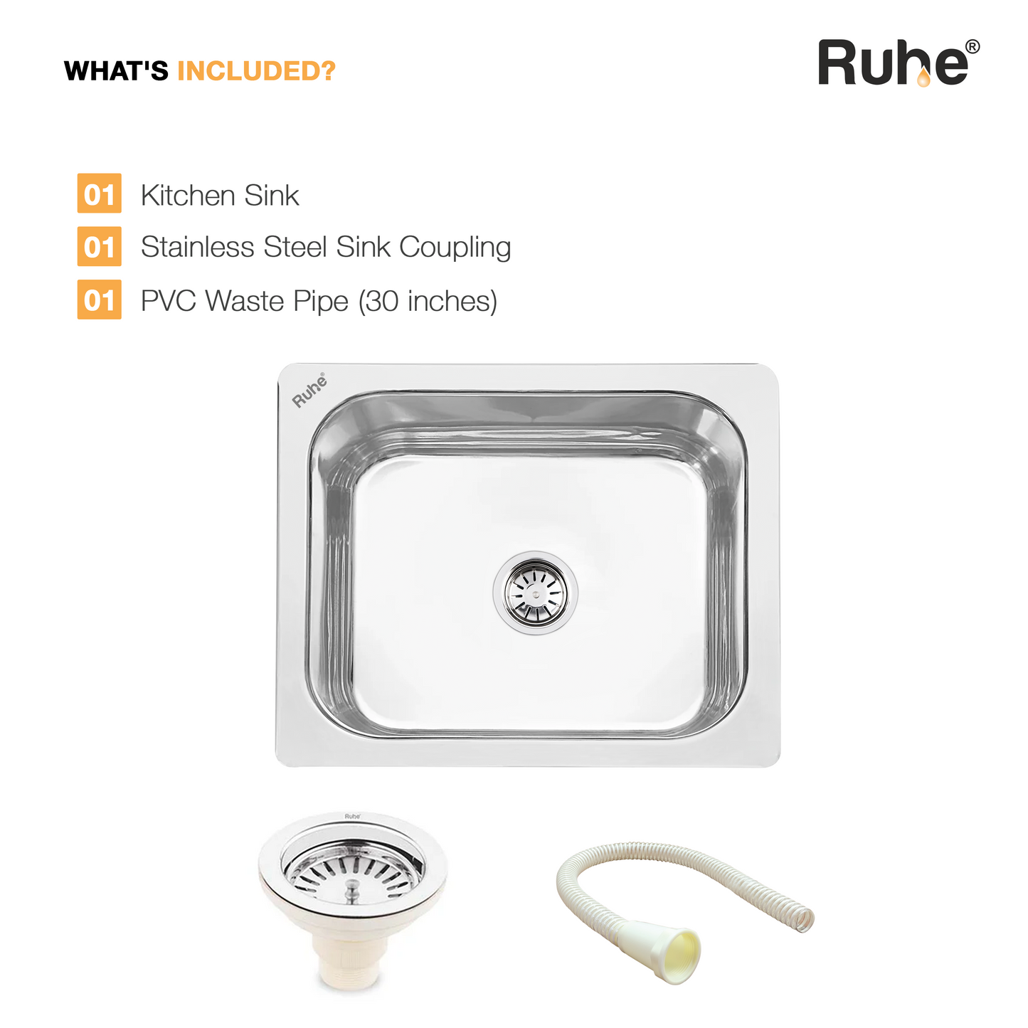 Single Bowl Kitchen Sink (24 x 18 x 9 Inches), What's Included