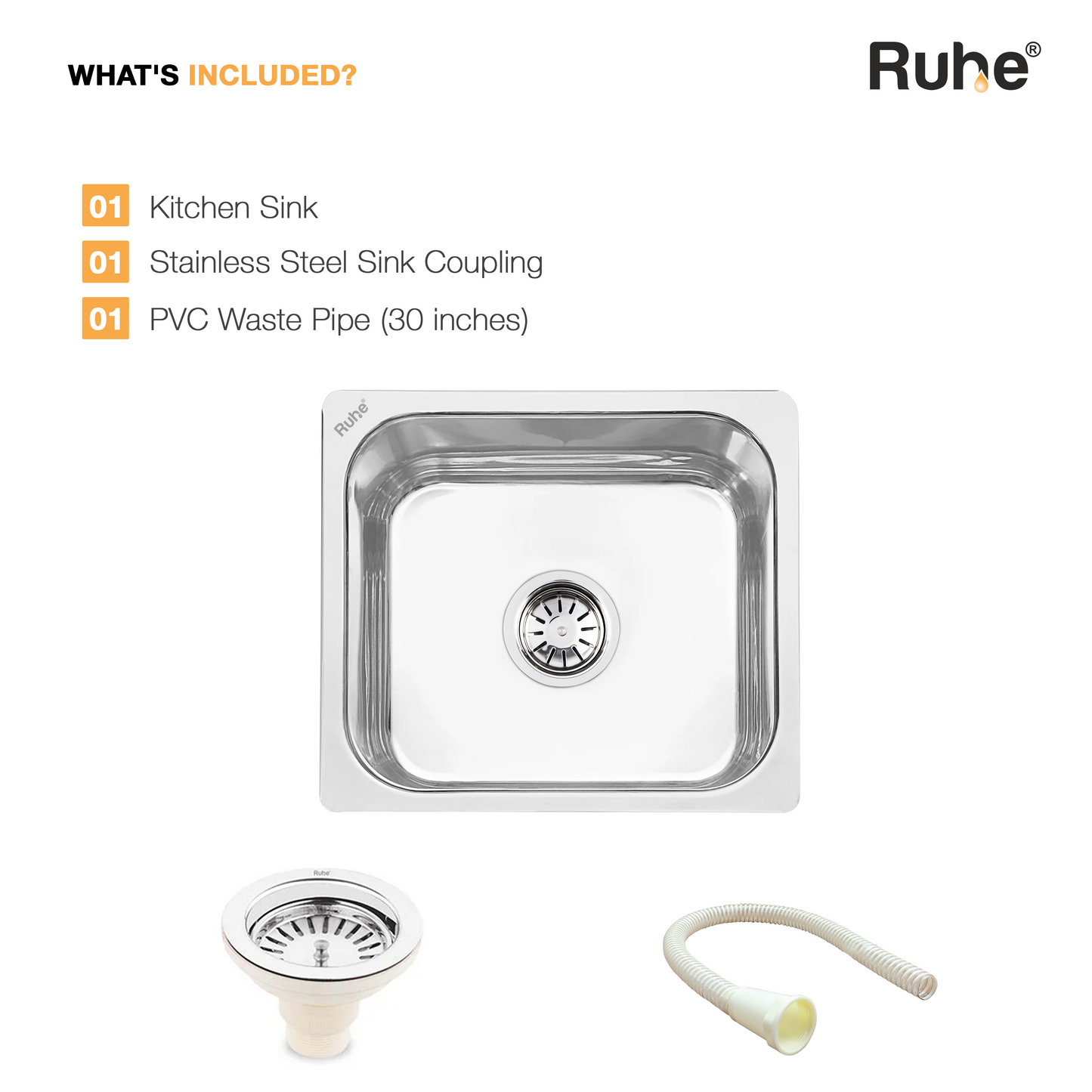 Single Bowl Kitchen Sink (16 x 14 x 6 Inches), What’s Included