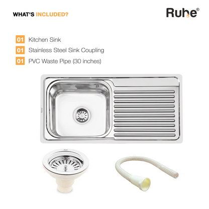 Single Bowl with Drainboard Kitchen Sink (37 x 18 x 8 Inches), What’s Included