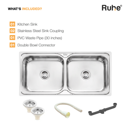 Double Bowl Kitchen Sink (37 x 18 x 8 Inches)