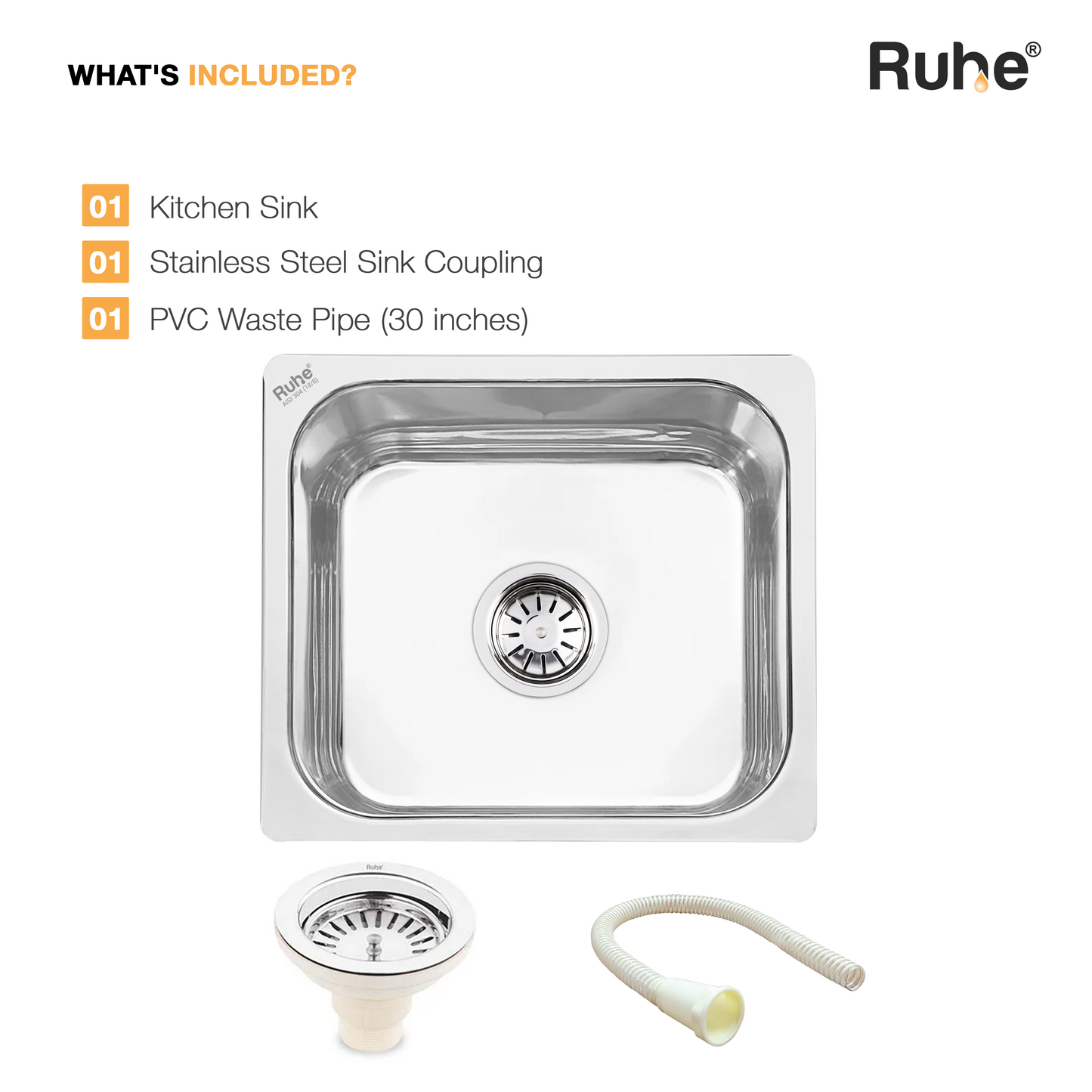Single Bowl Kitchen Sink (16 x 14 x 6 Inches), What’s Included