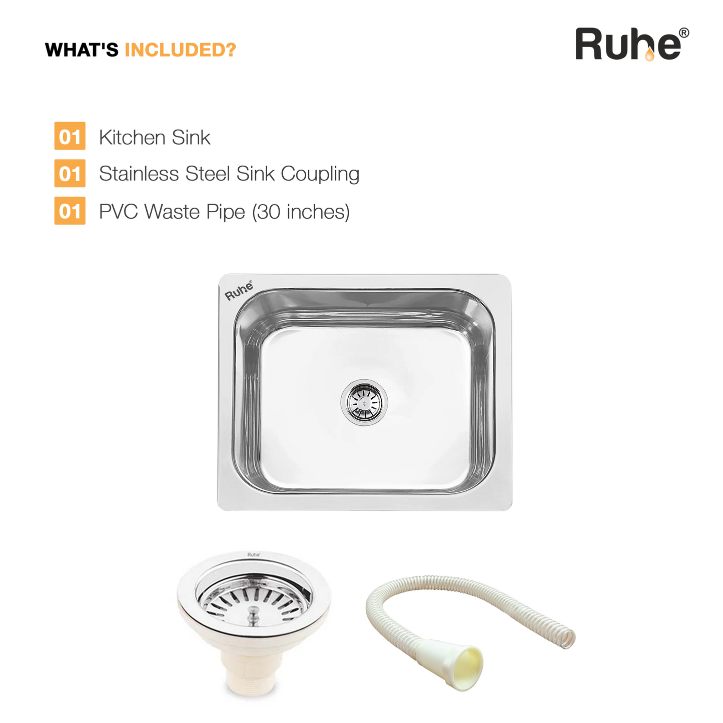 Single Bowl Kitchen Sink (26 x 20 x 9 Inches), What's Included