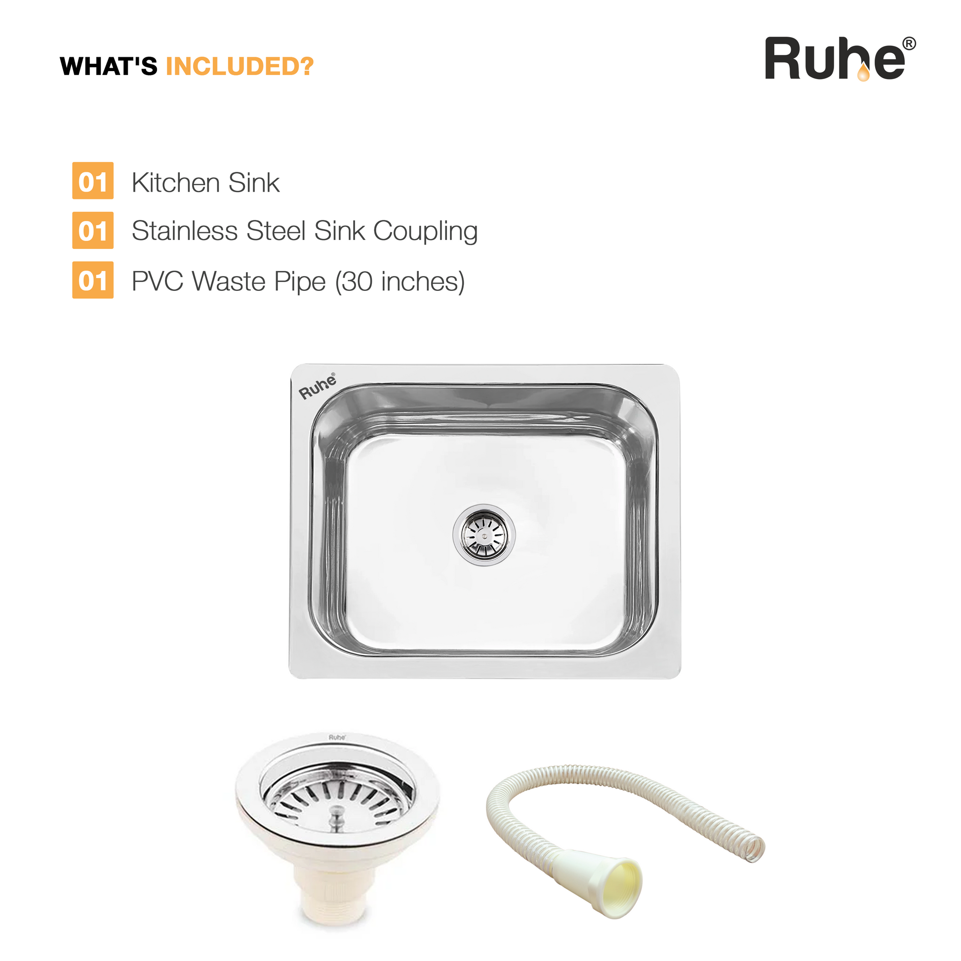 Single Bowl Kitchen Sink (26 x 20 x 9 Inches), What's Included