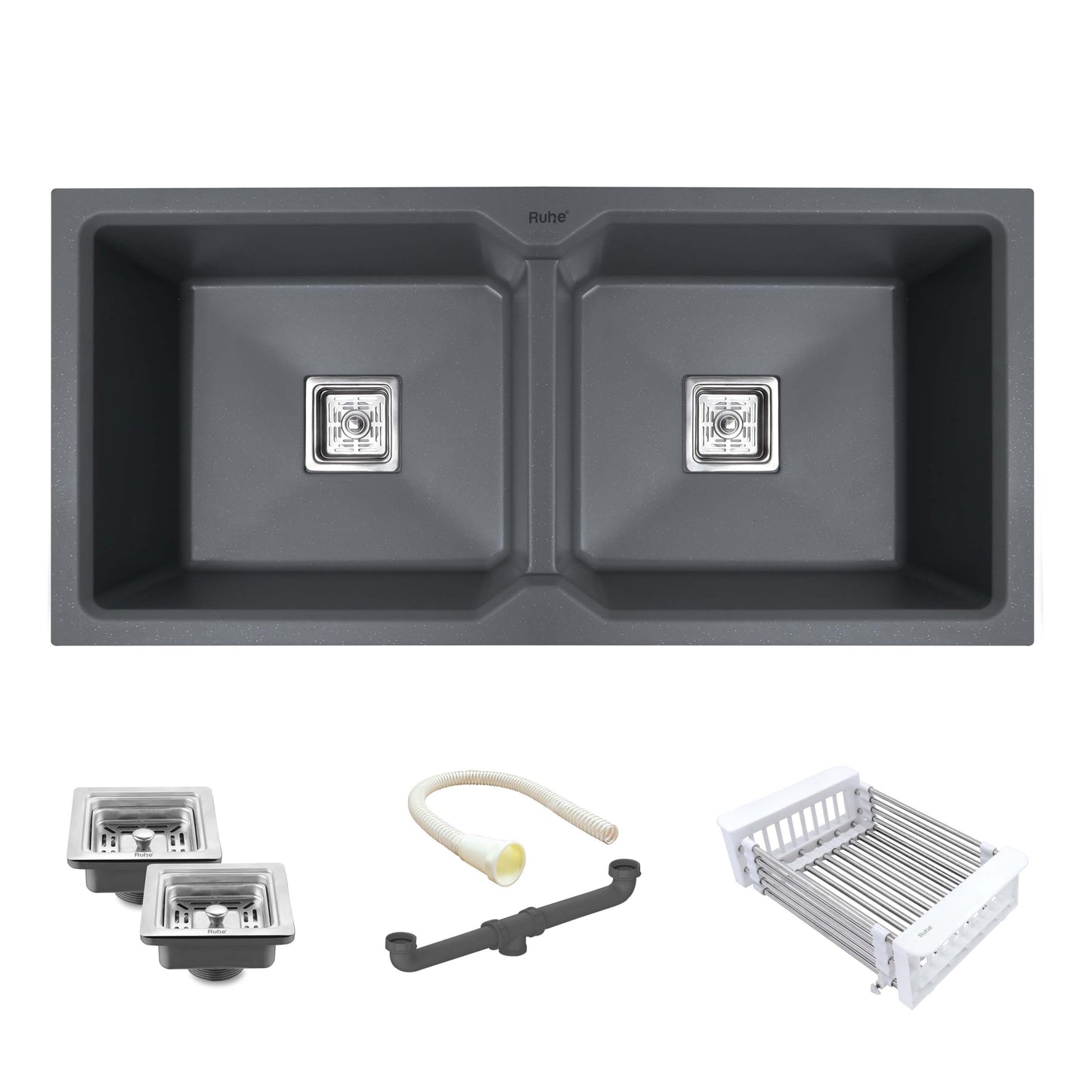 Quartz Double Bowl Kitchen Sink (45 x 20 x 9 inches)