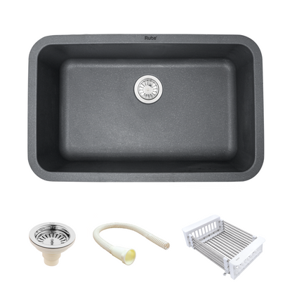Smoke Grey Quartz Single Bowl Kitchen Sink (31 x 19 x 9 Inches) 