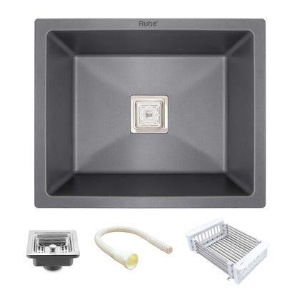 Smoke Grey Quartz Single Bowl Kitchen Sink (24 x 18 x 9 Inches)