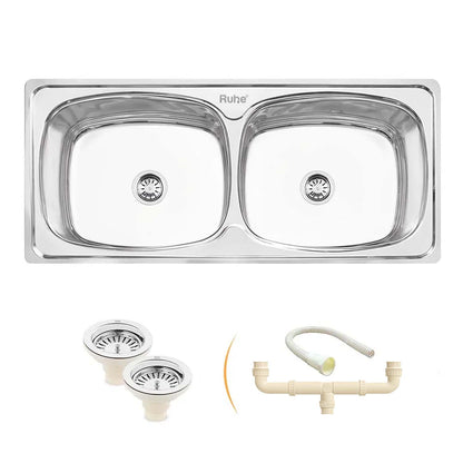Double Bowl Premium Kitchen Sink (45 x 20 x 9 Inches)