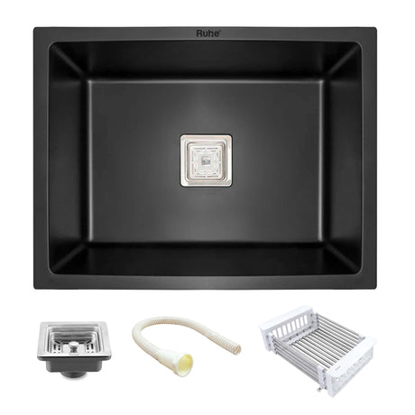 Black Quartz Single Bowl Kitchen Sink (24 x 18 x 9 Inches)