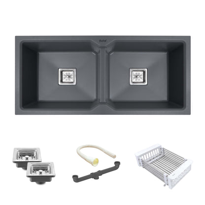 Quartz Double Bowl Kitchen Sink (37 x 18 x 9 Inches)