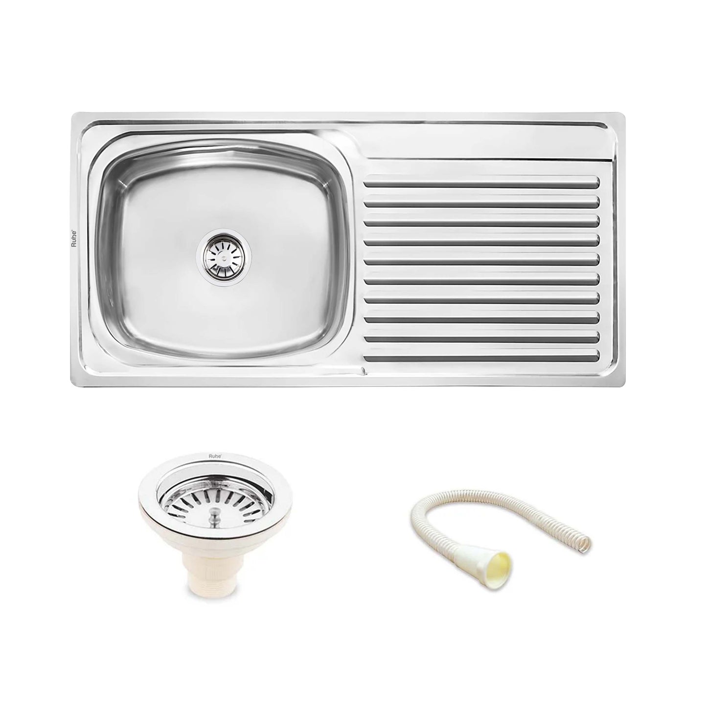 Oval Single Bowl Kitchen Sink (21 x 18 x 8 Inches)