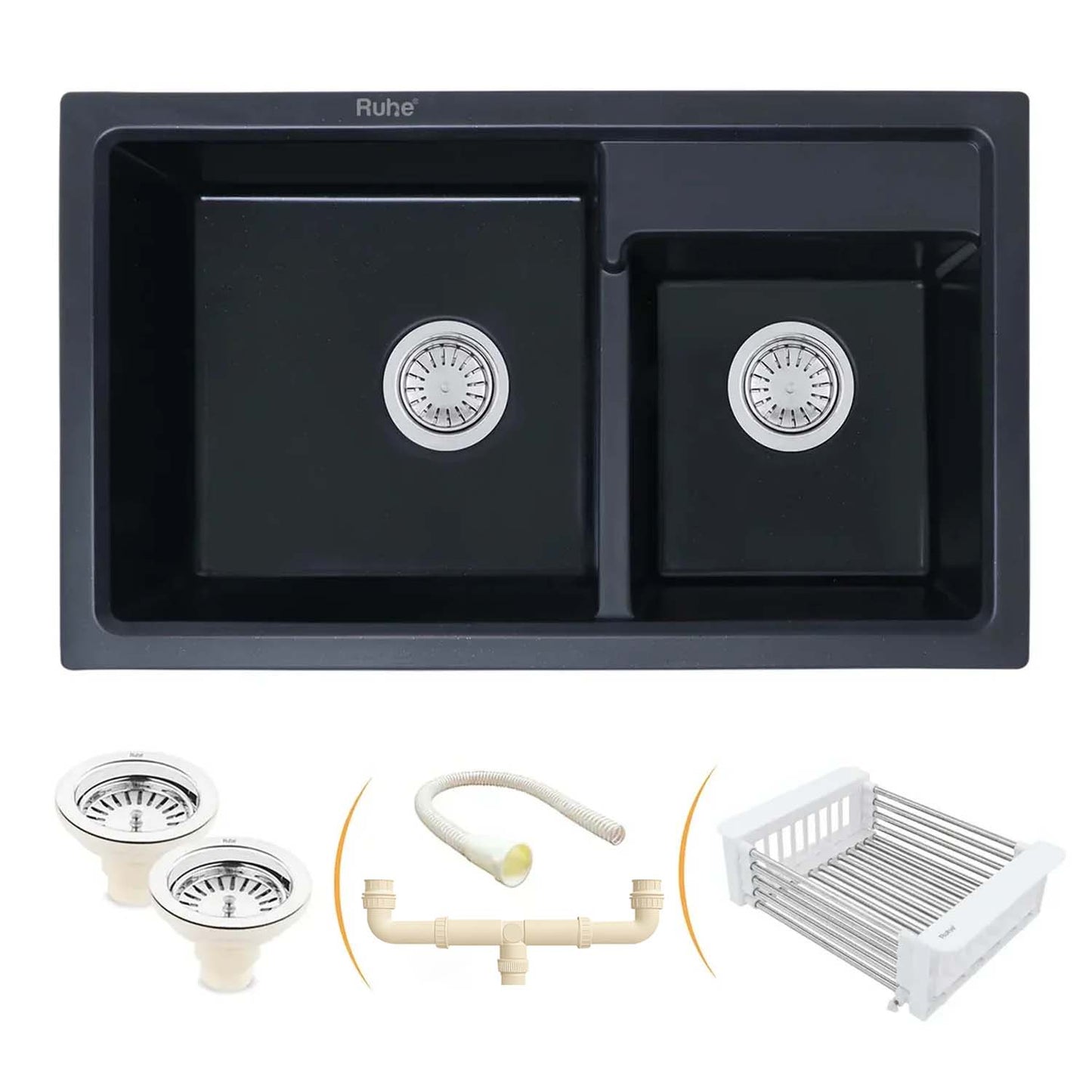 Quartz Double Bowl Kitchen Sink (31 x 18 x 9 Inches)