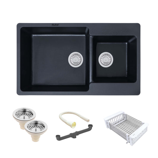 Quartz Double Bowl Kitchen Sink (34 x 20 x 9 inches)