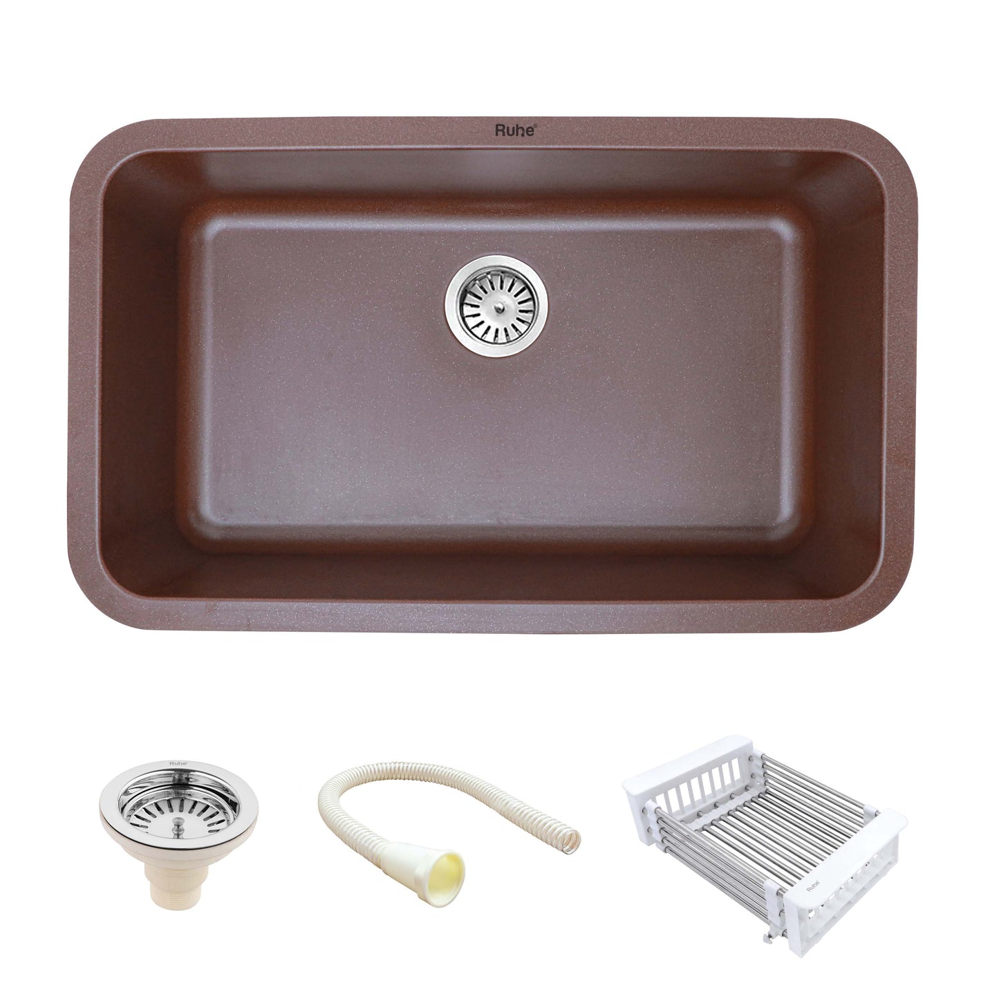 Choco Brown Quartz Single Bowl Kitchen Sink (31 x 19 x 9 Inches)
