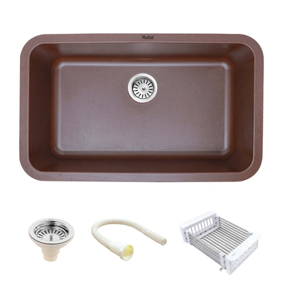 Choco Brown Quartz Single Bowl Kitchen Sink (31 x 19 x 9 Inches)