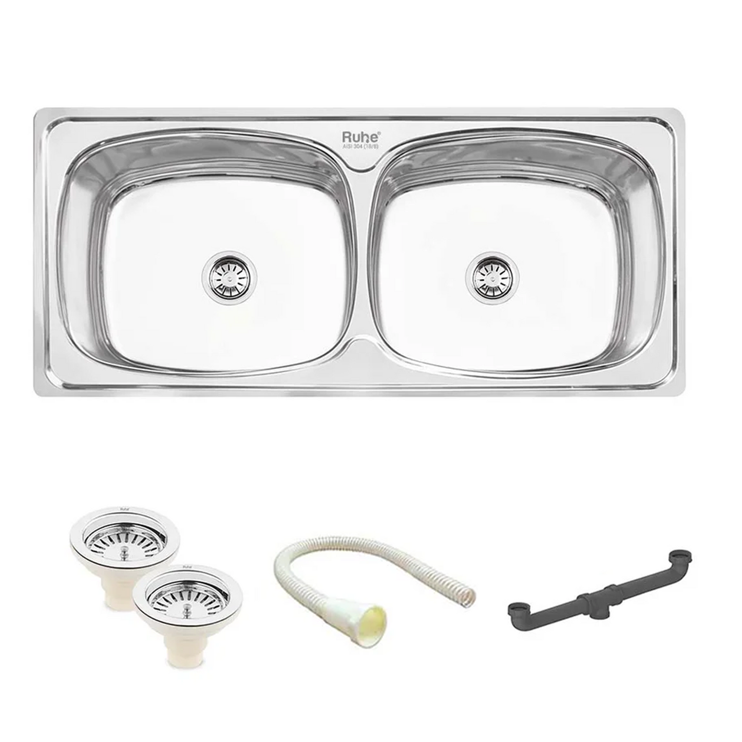 Double Bowl Kitchen Sink (45 x 20 x 9 Inches)