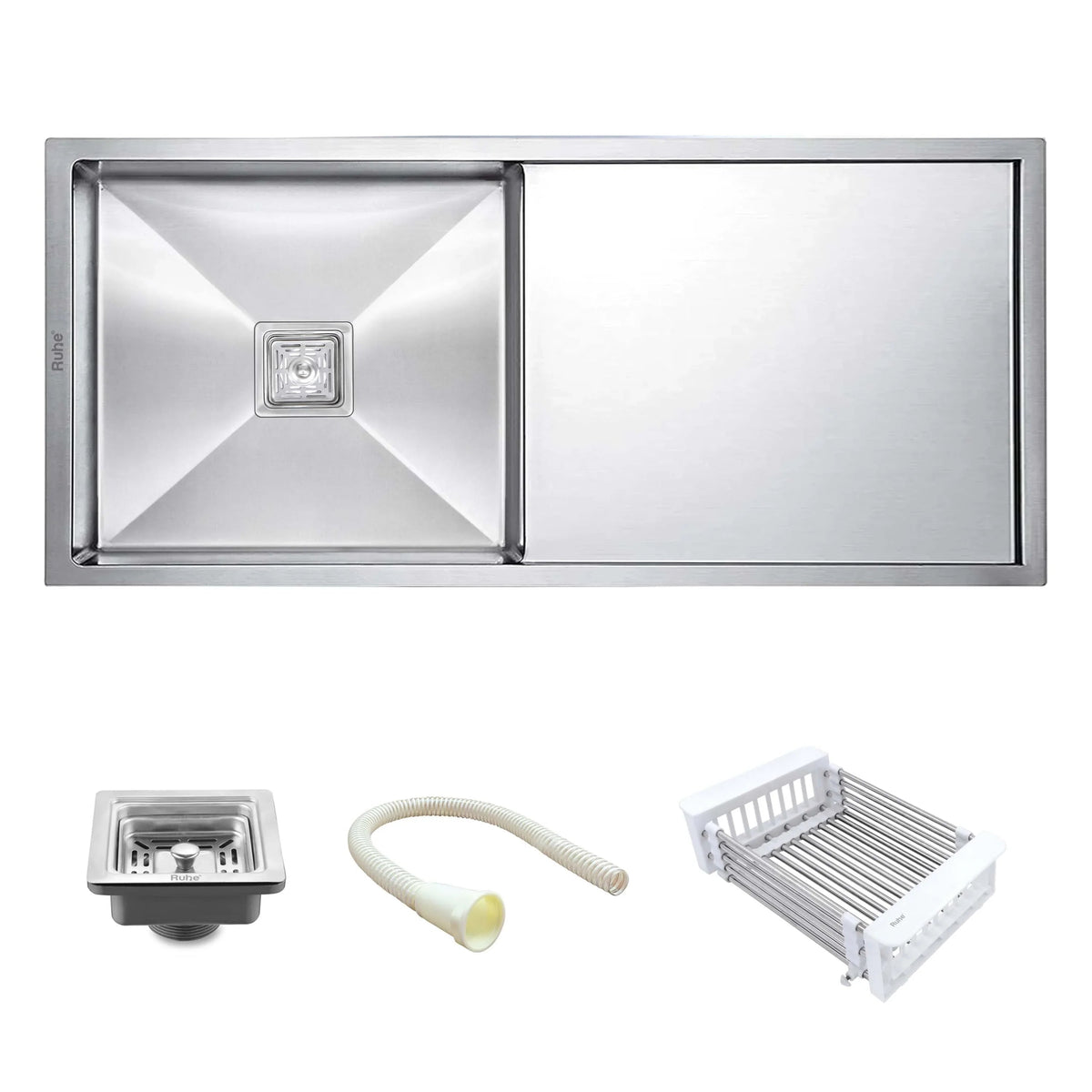 Handmade Single Bowl with Drainboard Kitchen Sink (45 x 20 x 10 Inches)