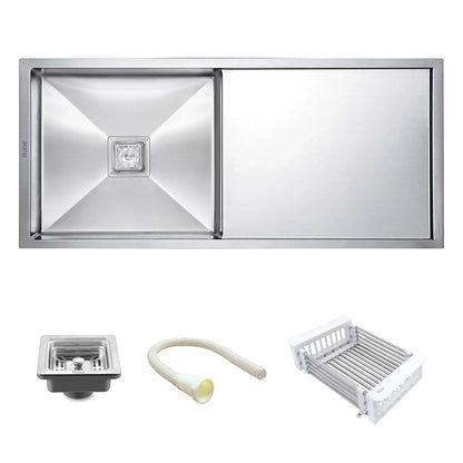 Handmade Single Bowl with Drainboard Kitchen Sink (45 x 20 x 10 Inches)