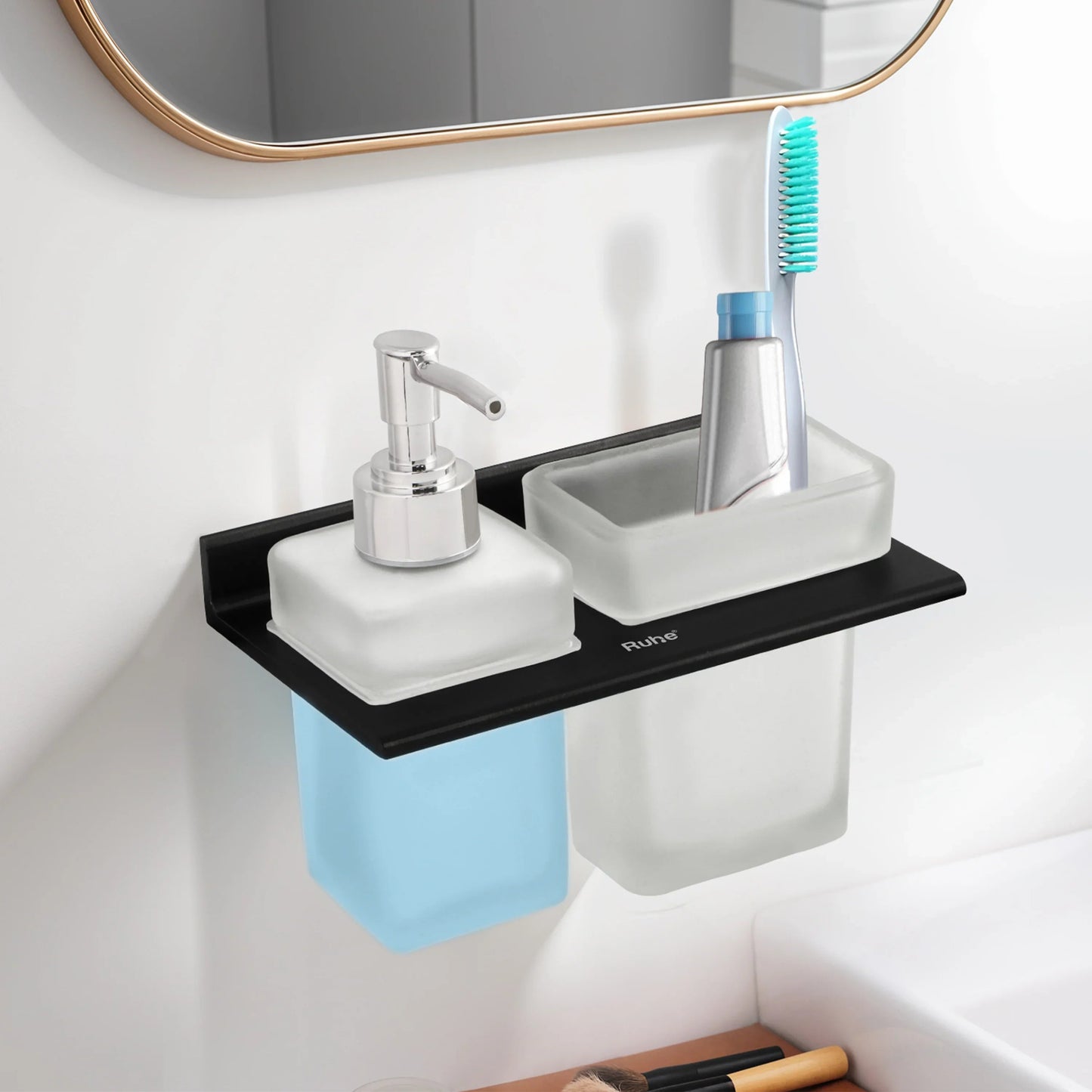 Ember Soap Dispenser With Tumbler Holder (Black)