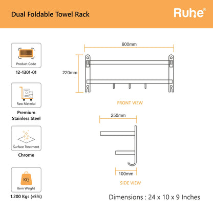 Dual Foldable Towel Rack (24 Inches)