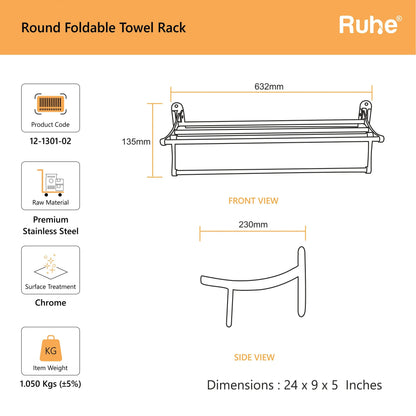Round Foldable Towel Rack (24 Inches)