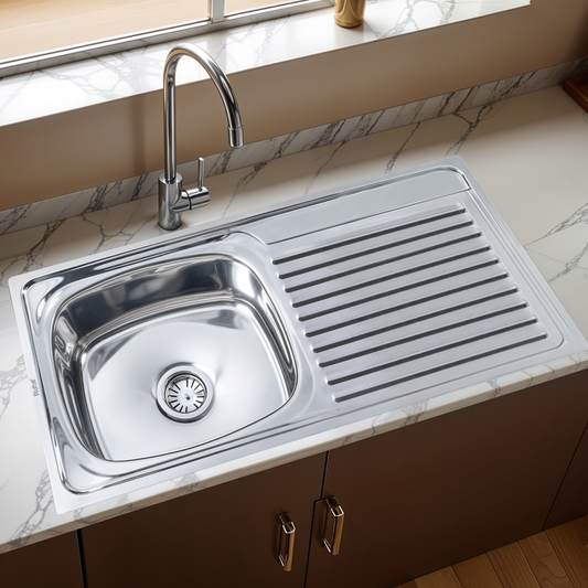 Oval Single Bowl Kitchen Sink (21 x 18 x 8 Inches)