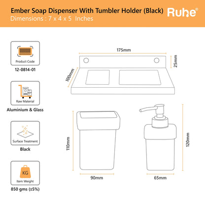 Ember Soap Dispenser With Tumbler Holder (Black)