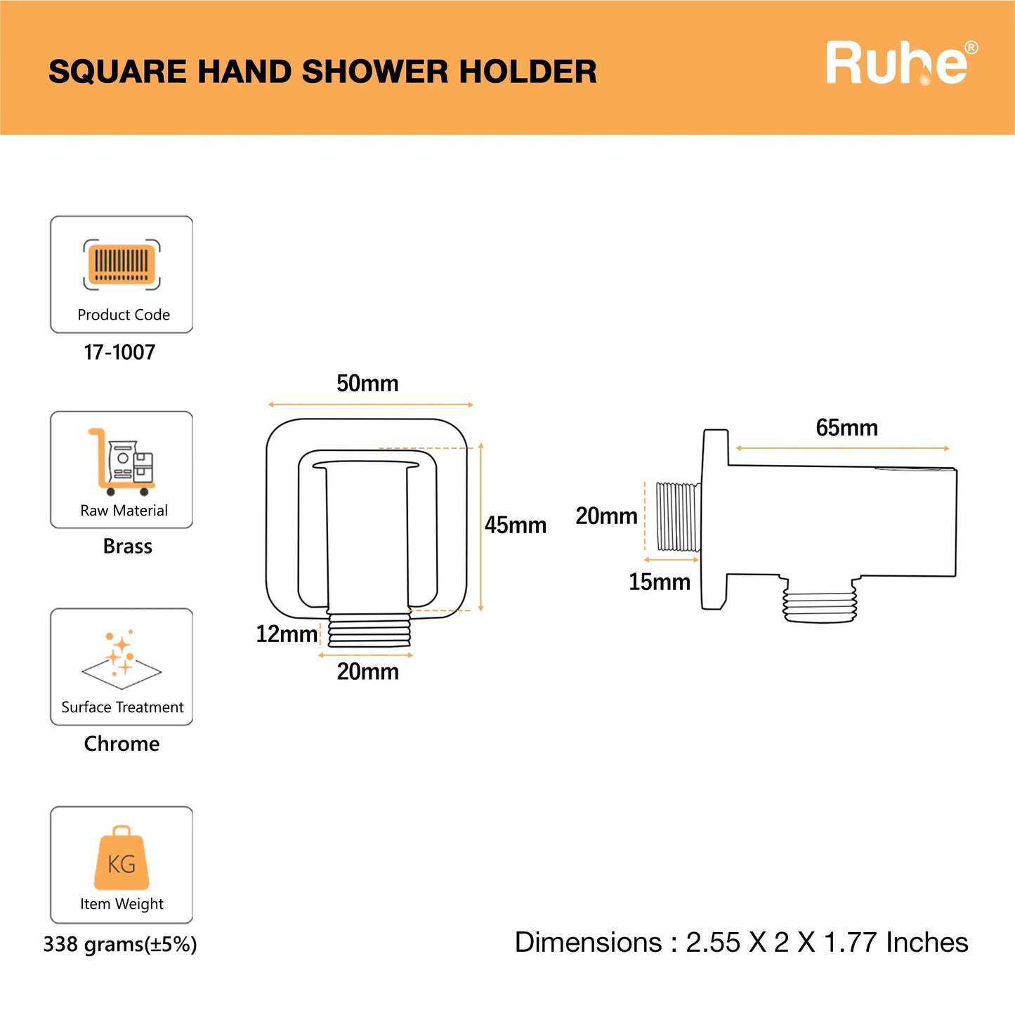 Square Hand Shower Holder with Connector