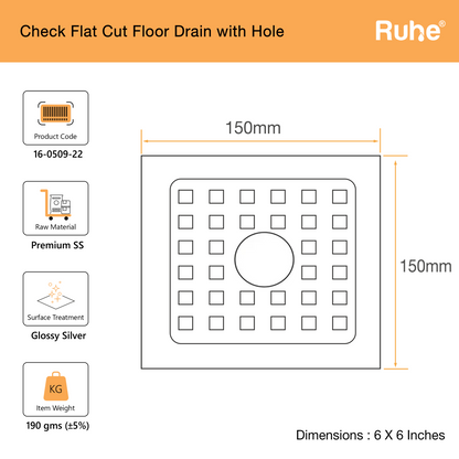 Check Square Flat Cut Floor Drain