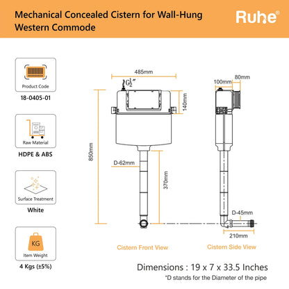 Mechanical Concealed Cistern for Western Commode
