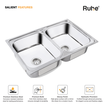 Double Bowl Kitchen Sink (32 x 20 x 8 Inches)(Salient Features)