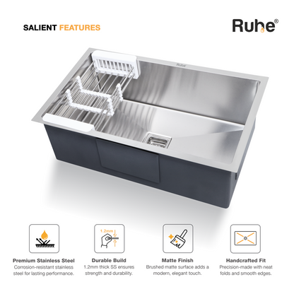 Handmade Single Bowl Kitchen Sink (32 x 20 x 10 Inches)(Features)