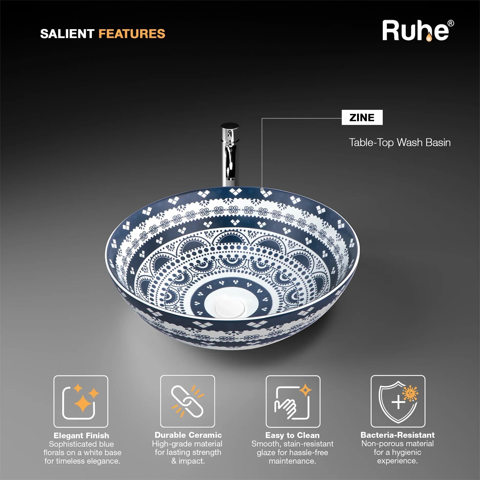 Zine Table Top Wash Basin (Features)
