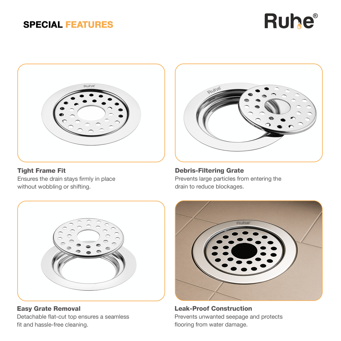 Multi Ring Flat Cut Floor Drain (5 1/2 Inches)