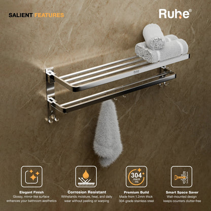 Dual Foldable 304-Grade Towel Rack (24 Inches)