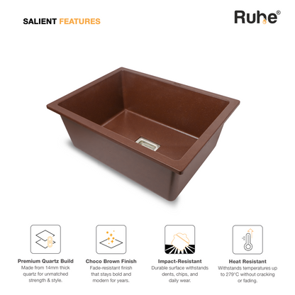 Choco Brown Quartz Single Bowl Kitchen Sink (24 x 18 x 9 Inches) (Features)