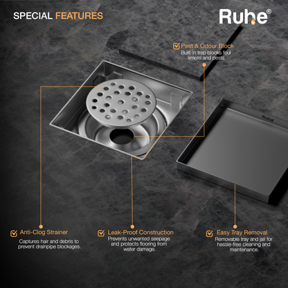 Tile-Insert Shower Drain Channel (5 x 5 Inches)