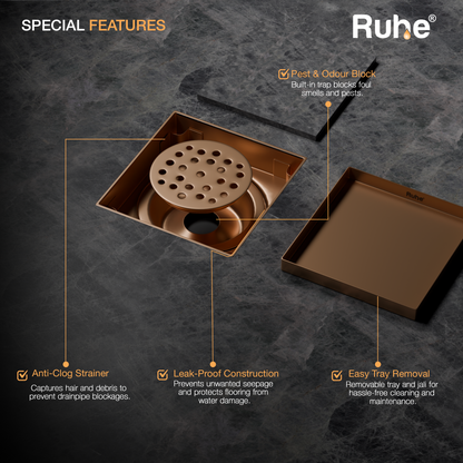 Tile-Insert Shower Drain Channel (5 x 5 Inches)
