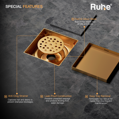 Tile-Insert Shower Drain Channel (5 x 5 Inches)