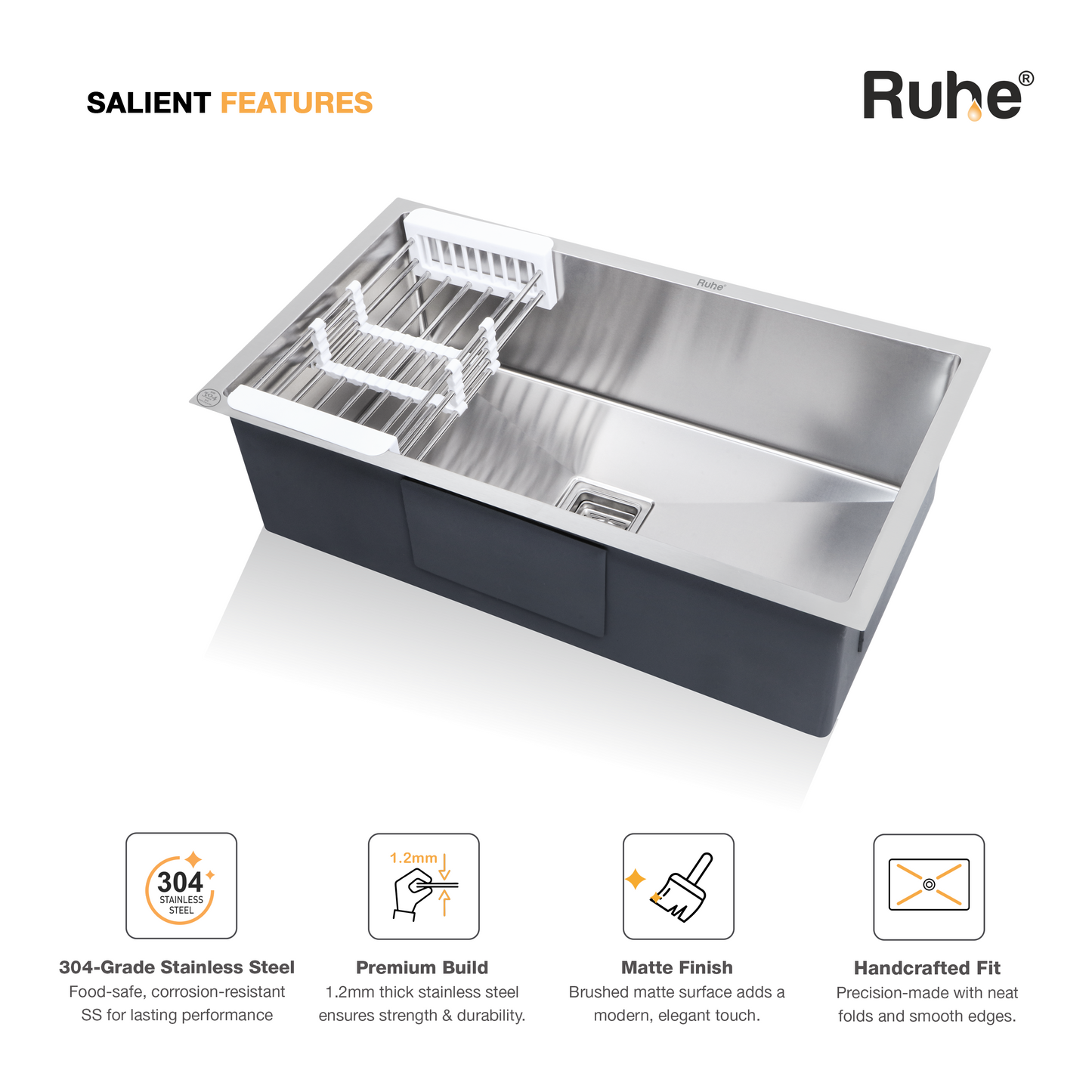 Handmade Single Bowl Kitchen Sink (32 x 20 x 10 Inches) (Features)