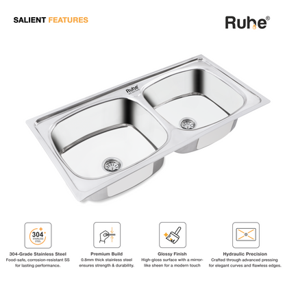 Double Bowl Kitchen Sink (45 x 20 x 9 Inches)(Salient Features)