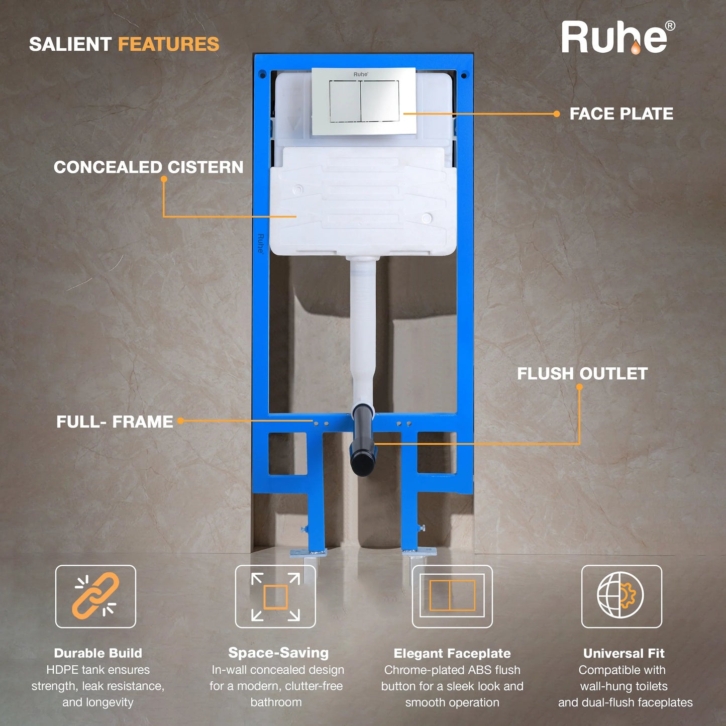 Mechanical Concealed Cistern for Western Commode with Full Frame