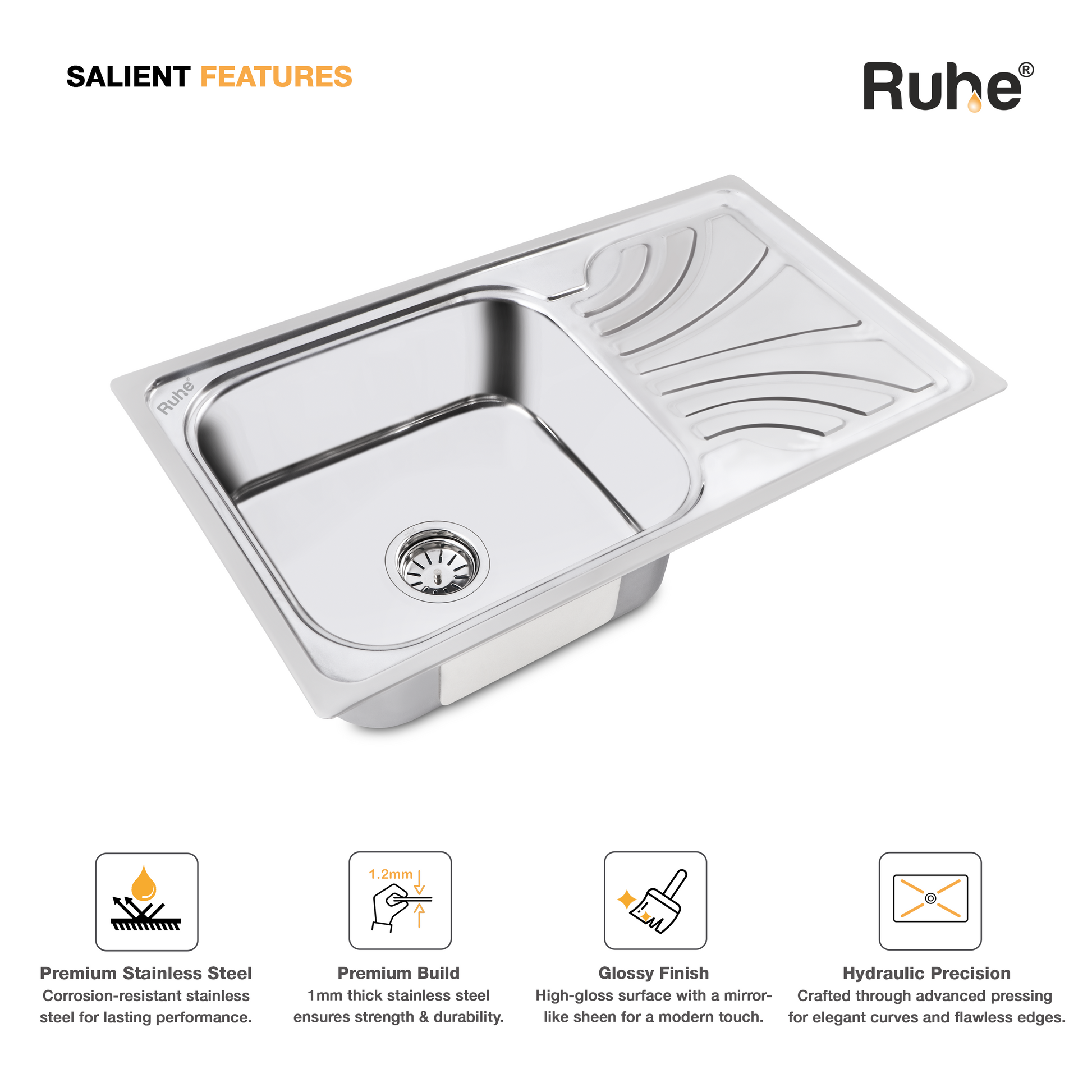 Double Bowl Kitchen Sink (32 x 20 x 8 Inches)(Salient Features)