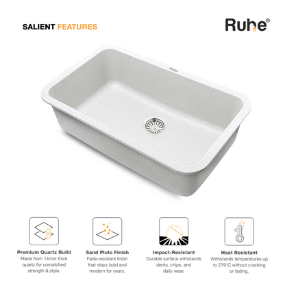 Sand Pluto Quartz Single Bowl Kitchen Sink (31 x 19 x 9 Inches) (Salient Features)