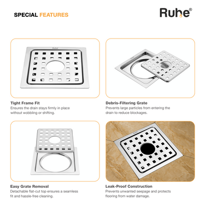 Check Square Flat Cut Floor Drain