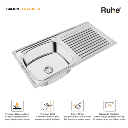 Oval Single Bowl Kitchen Sink (21 x 18 x 8 Inches)(Salient Features)